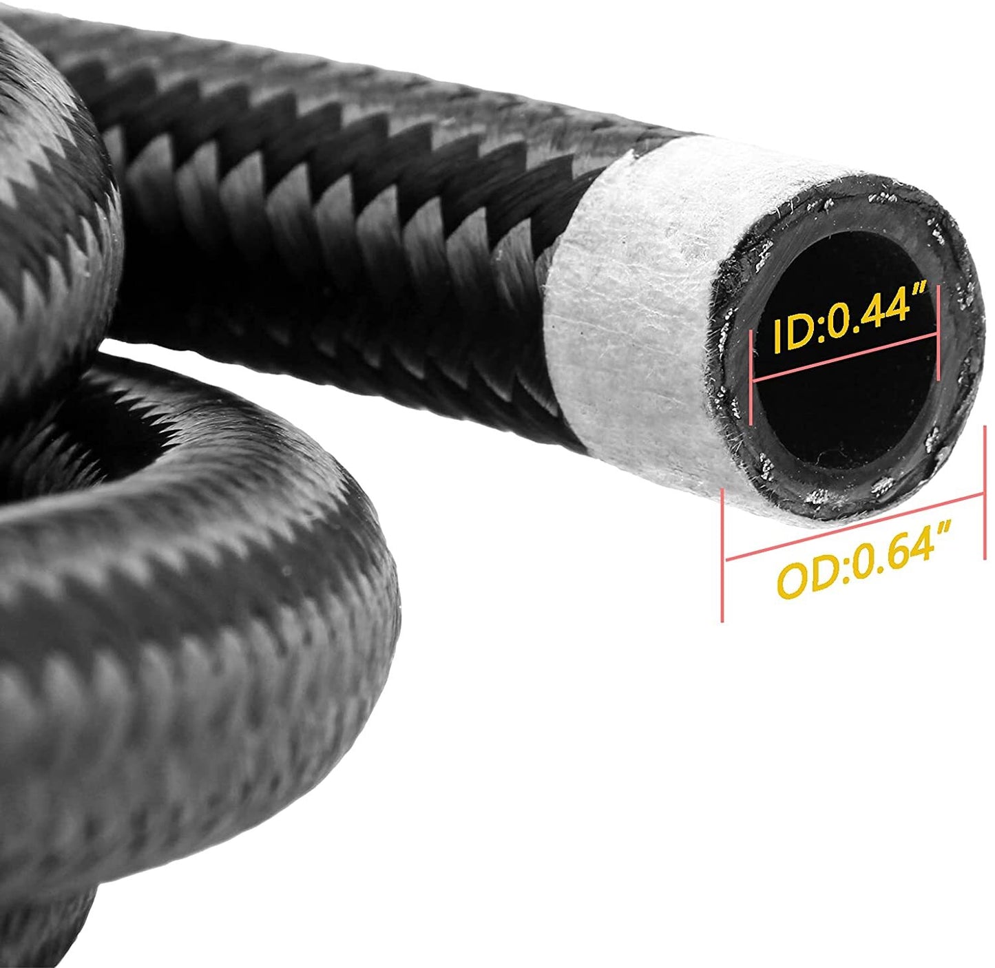 16ft 6A Black Nylon Braided Fuel Oil Hose Fuel Line 10-Piece 6AN Hose Fitting Kit