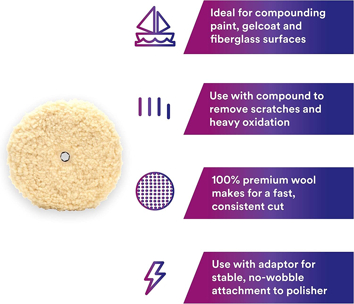 7-inch 6-inch Wool Polishing Pads, Natural Wool, Double-sided Cut Polishing Pads,
