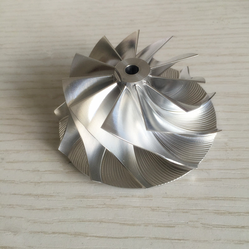 GT15-25 53.53/69.00 mm 11+0 Blade Turbine Aluminum 2618/Burnt Compressor Wheel