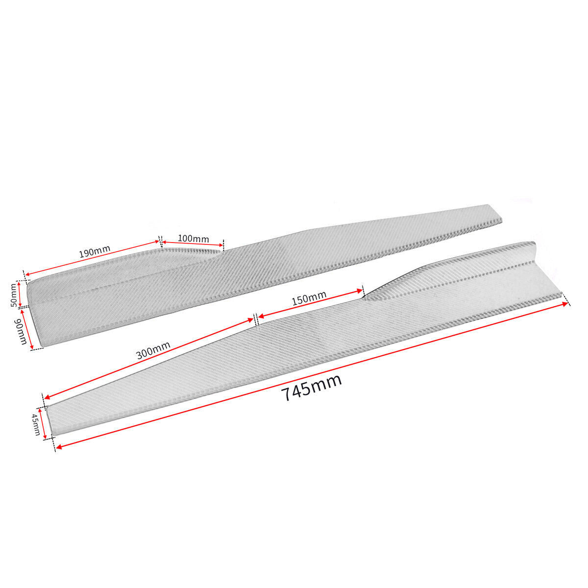 30-inch GM side skirt rocker split diffuser airfoil carbon fiber