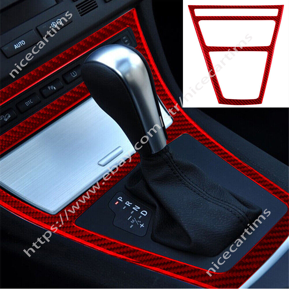 for BMW X3 E83 2004-2010 Central Control Gear Shift Panel Cover Red Carbon Fiber