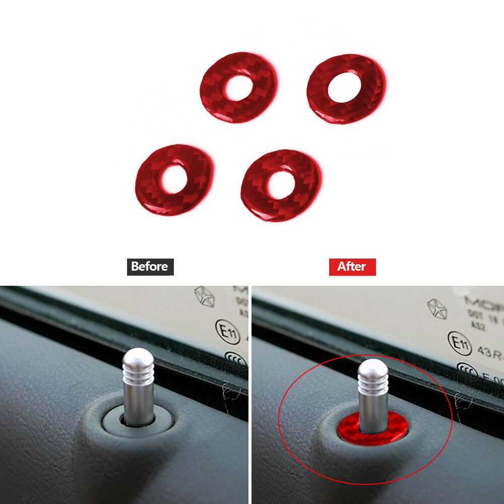 4Pcs Red Carbon Fiber Door's Locker Accent Cover Trim for Chrysler 300 2005-2007