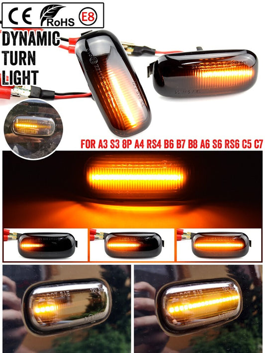 2pcs Dynamic Side Marker Turn Light Assembly for Audi High Bright SMD A6 S6 RS6