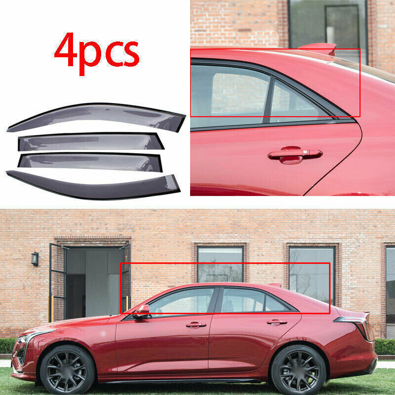 for Cadillac CT4 2020-2021 Smoky Black Window Visor Vent Shade Sun Rain Guard 4x