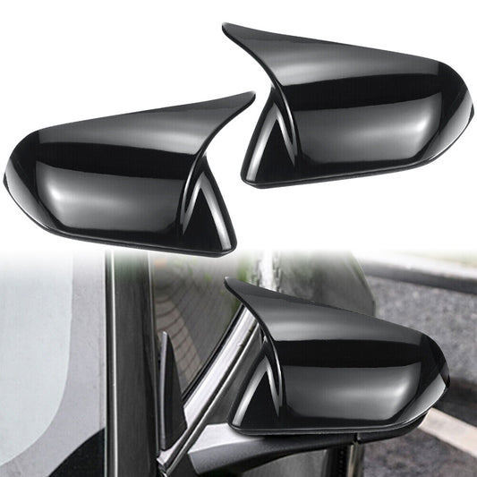 Horn Style Rearview Side Mirror Cover Glossy Black Plastic for Mustang 2015-2022