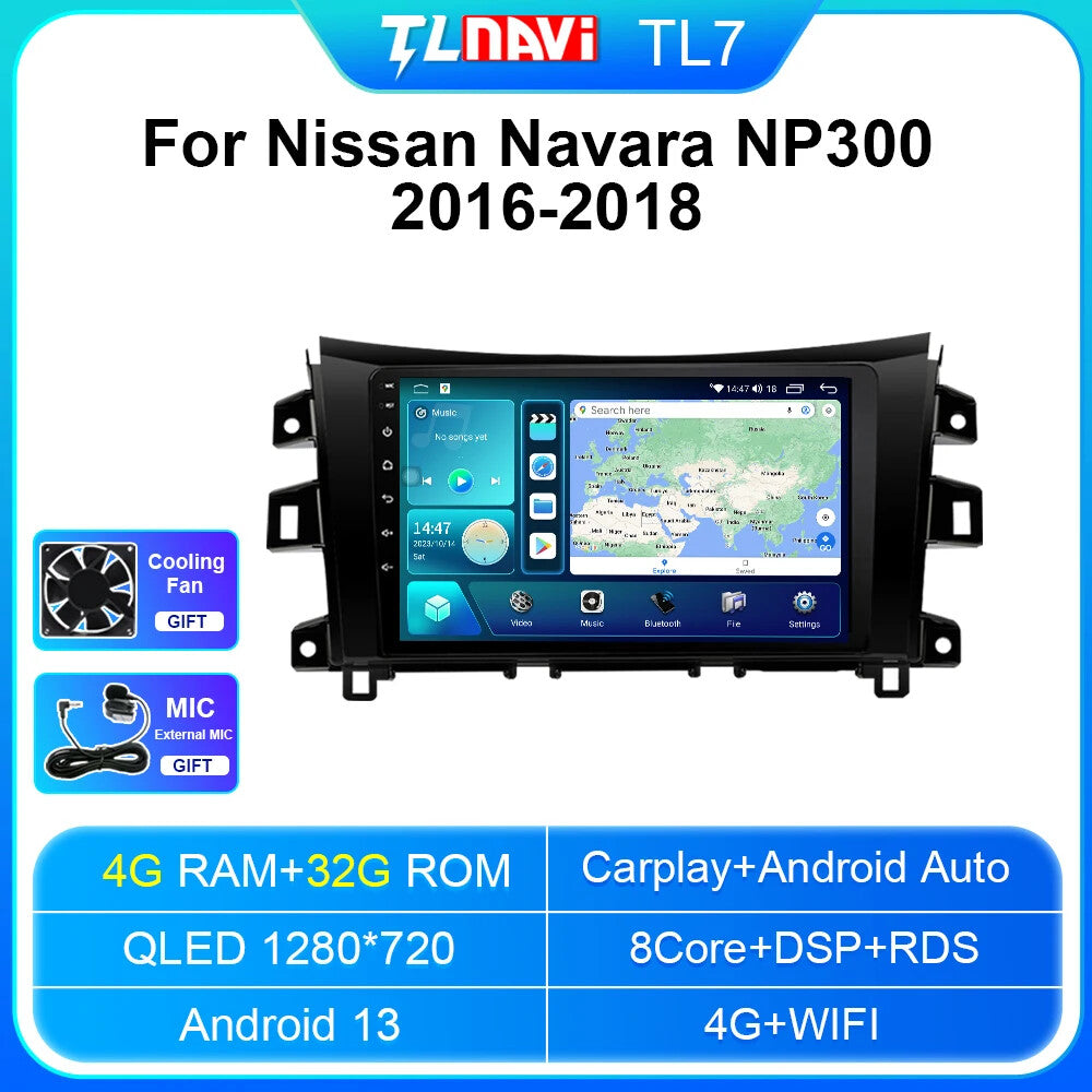 Car Radio CarPlay Screen for Nissan Navara Frontier NP300 2016-2018 GPS Player