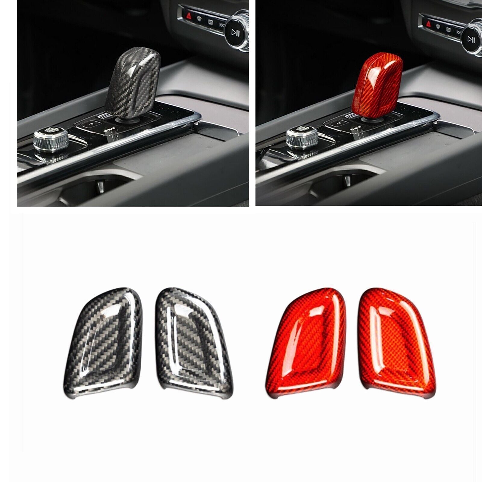 for Volvo XC40 S60 2019-2022 Car Gear Shift Knob Cover Trim Carbon Fiber Real 2x