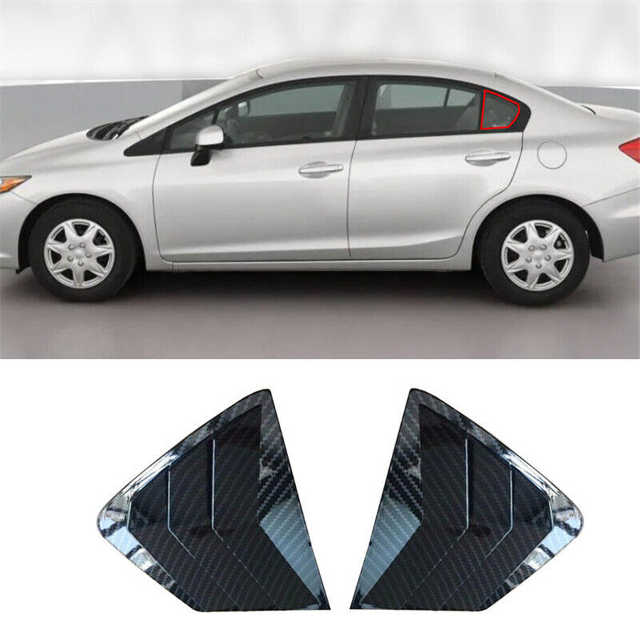 Side Quarter Window Vent Louver Shutter Cover for HONDA for Civic Carbon Fiber Look