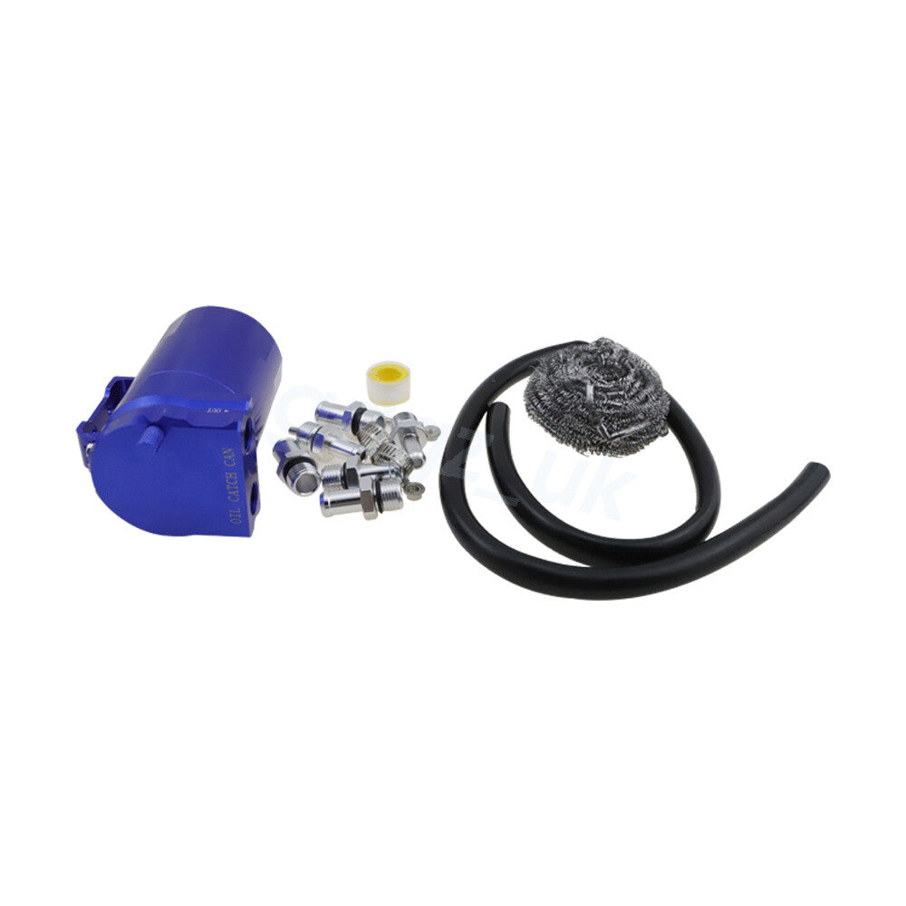 Blue Universal Car 350ml Oil Catch Can Tank Aluminum Polish Baffled Reservoir
