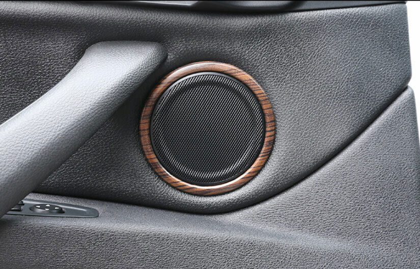 for BMW X1 F48 2016-22 Pine Wood Grain Inner Door Horn Frame Ring Cover Trim 4P