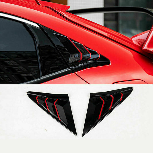 Gloss Black+RED Side Vent Window Louver for Honda for Civic 10th Hatchback 2016-2021