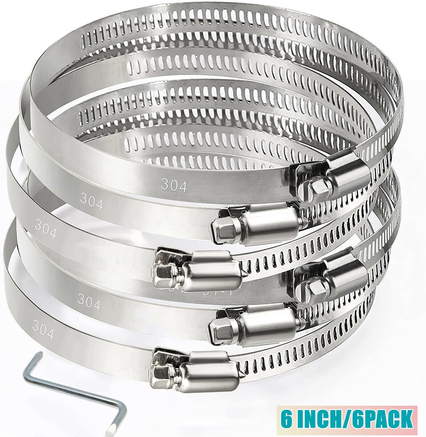 6-inch stainless steel pipe clamp, worm gear hose clamp, 141-165 mm fuel pipe clamp