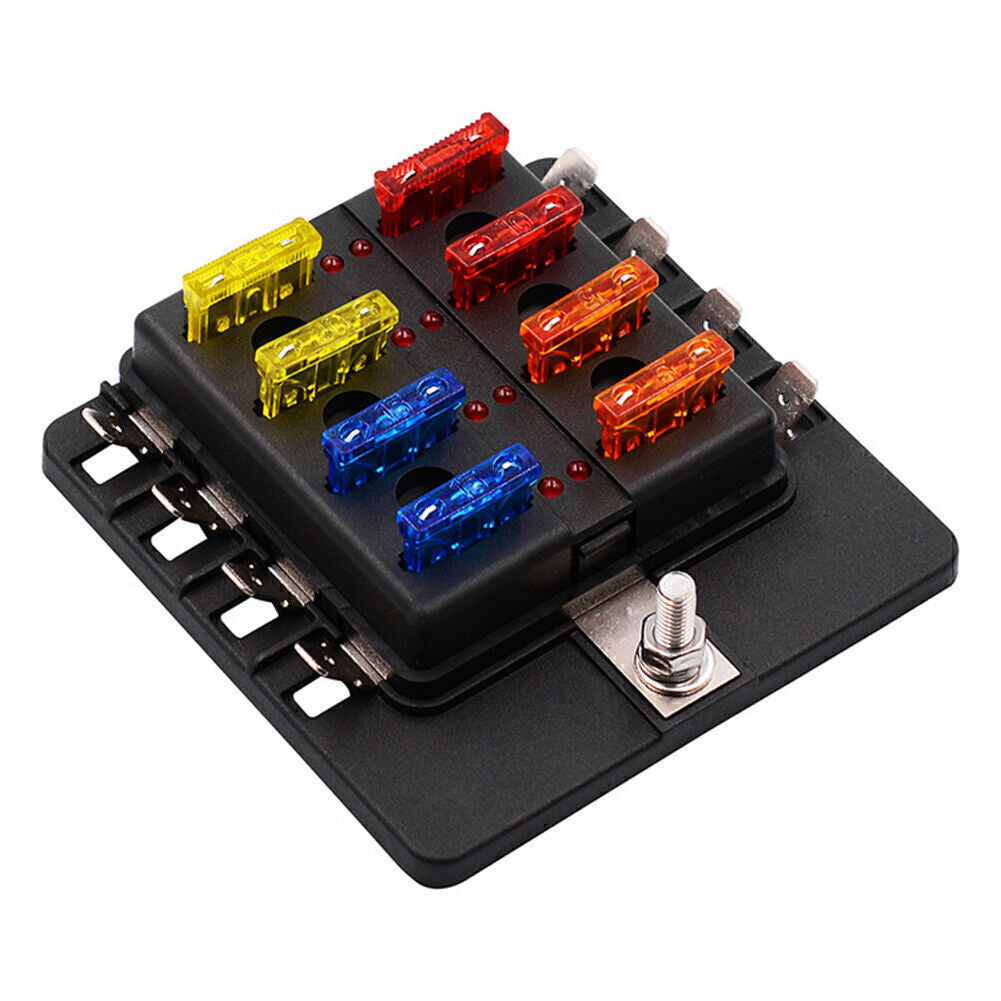 8 Way Circuit LED Fuse Box Holder ATO Waterproof Terminal Block Universal UK
