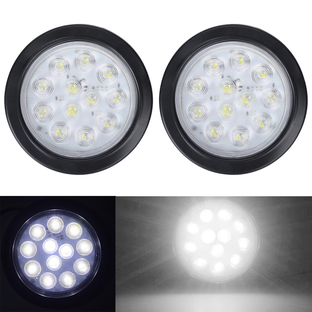 24 LED Reverse Backup Tail Lights Trailer Truck Clear Lens White/Red/Yellow 2PCS
