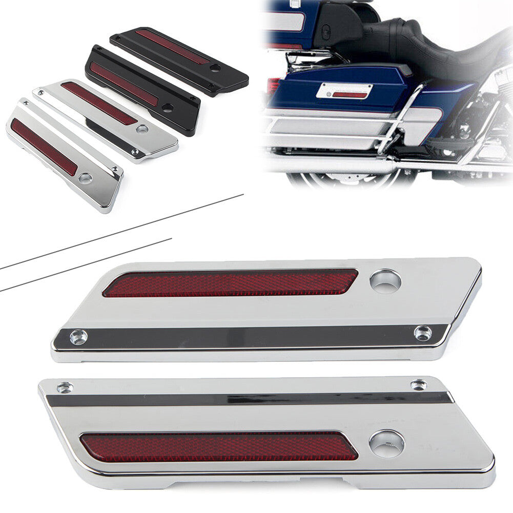 for Harley Touring 1993-2013 Saddlebag Latch Plate Cover With Red Reflectors