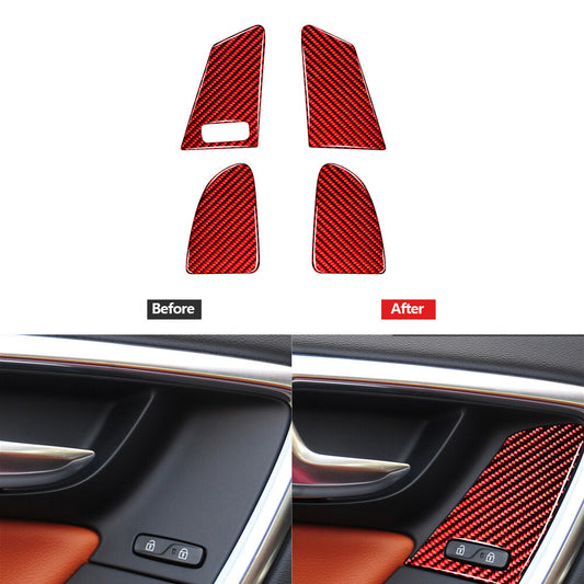 Red Carbon Fiber Window Switch Button Cover Trim for Volvo V60 2010-2017 Type A