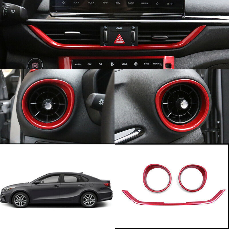 for Kia Forte 2019-2021 Red Inner Central Console AC Air Outlet Vent Cover Trim