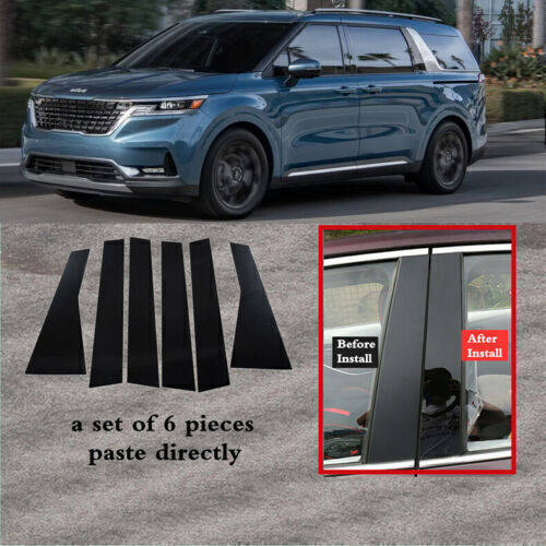 for Kia Carnival 2022-24 Piano Black Pillar Posts Door Window Molding Strip Trim