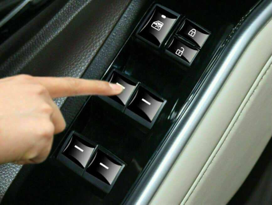 Black Window Door Lock Control Button Cover Trim for Toyota Highlander 2020-2023