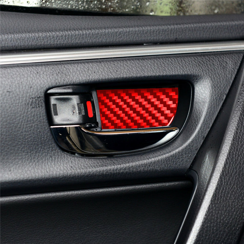 4¡Á Red Carbon Fiber Interior Door Handle Bowl Cover For T@yota for Corolla 2014-2018