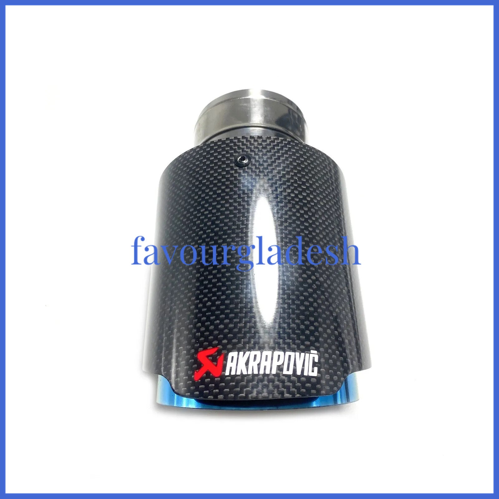 1X 3.0 76mm  4.0101mm Akrapovic Glossy Carbon Fiber Exhaust tip Blue End pipe
