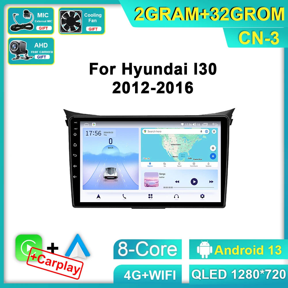 CarPlay Car Radio for Hyundai I30 for Elantra GT 2011-2017 Stereo GPS Player Screen