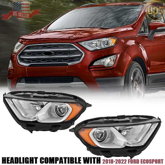 2Pcs LED DRL Headlights For 2018-2022 for Ford EcoSport Halogen W/Bulbs Left+Right