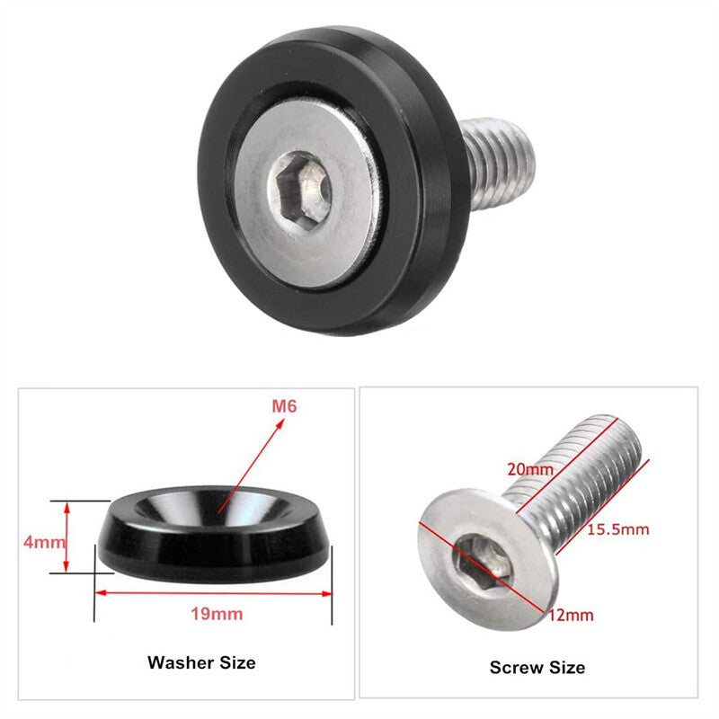 20Pcs Billet Aluminum Fender Bumper Washer Bay Dress up Bolt Screw Kit Black