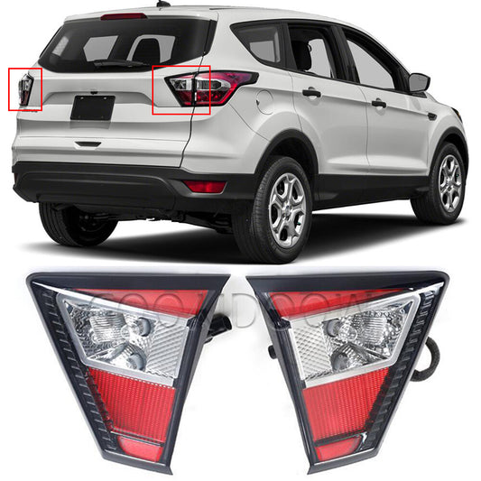A pair of for Ford Escape 2017, 2018, and 2019 vehicles with red inner rear taillights on both sides.
