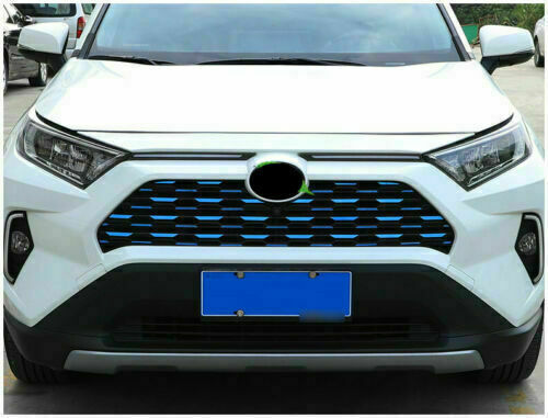 for Toyota RAV4 2019-2023 Blue Steel Front Center Mesh Grille Grill Decals Trim