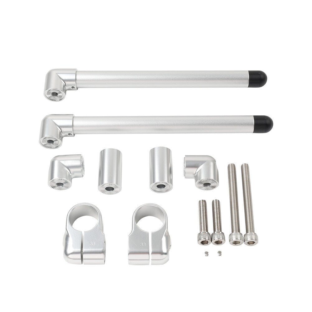 33MM Cafe Racer Bars 7/8 Universal Clip-On Handlebar Fork Tube Silver