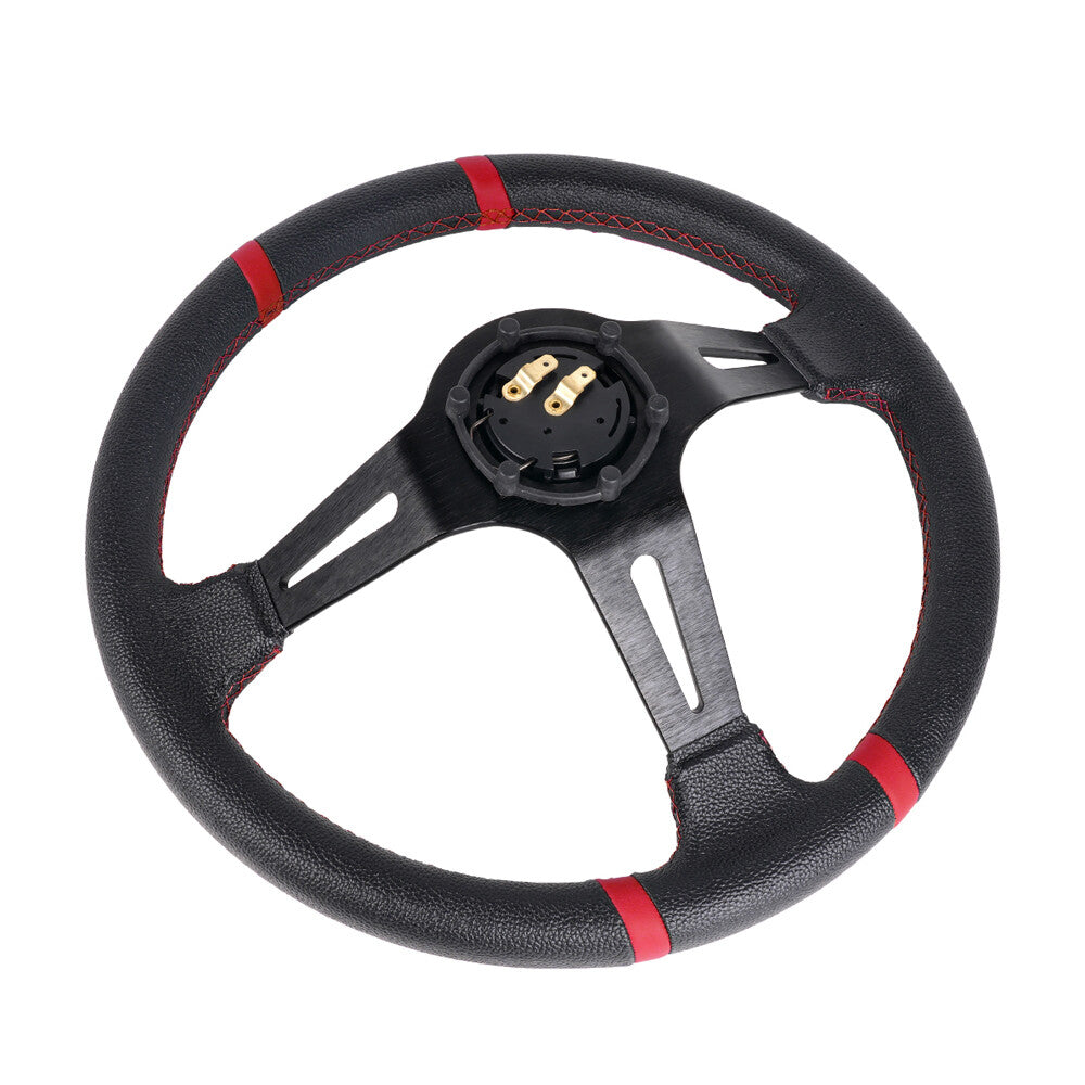 Aluminum 350mm Deep Dish 6 Bol Sport Racing Steering Wheel w/Horn button