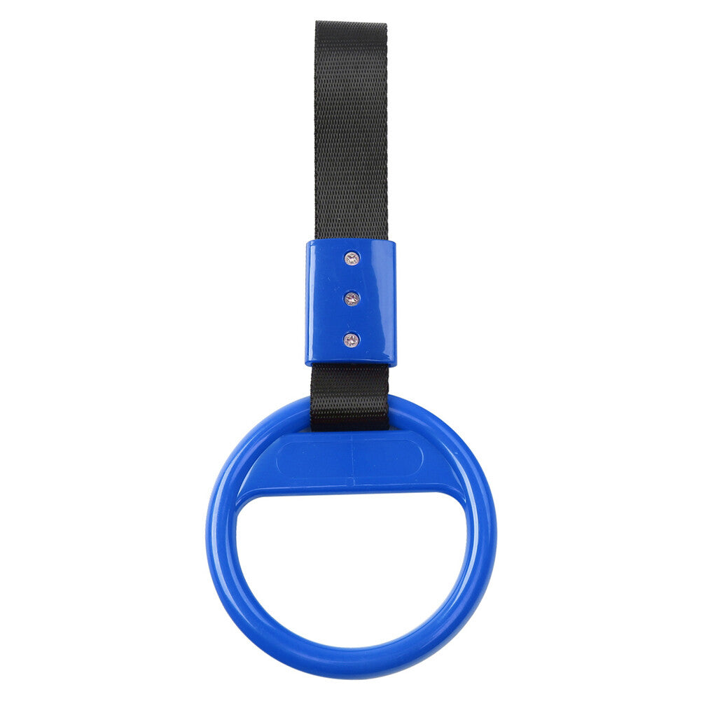 Round Ring Train Bus Handle Hand Strap Drift Charm Tools PVC Plastic Black+Blue