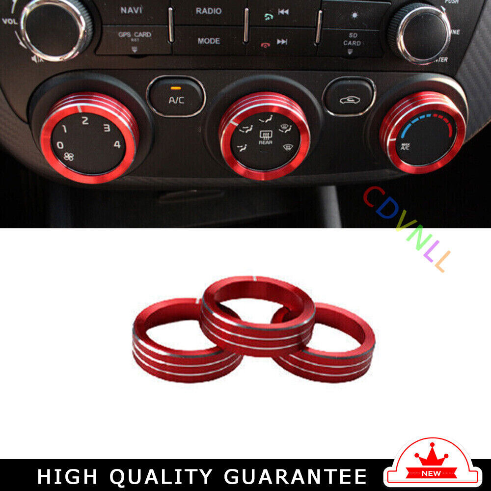 Console AC Switch Control Button Cover Trim Fit for Kia K3 14-18 Red Aluminum 3X
