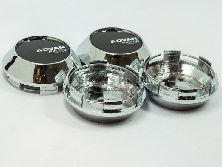 4x68mm Advan racing wheel center cap, hubcap, rim cap, badge, black chrome-plated