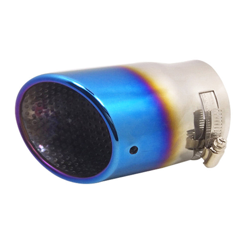 1Pcs Car 87mm Muffler Tip Stainless Steel Exhaust Pipe Roasted Blue Tail Throat