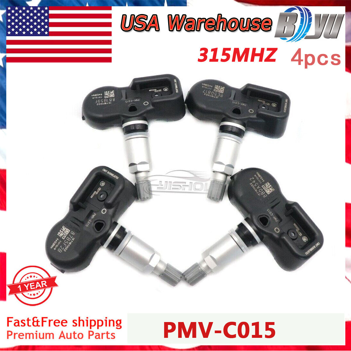 Set Of 4 PMV-C015 Fits for TOYOTA for Camry RAV4 Tacoma TPMS Tire Pressure Sensor 315MHz