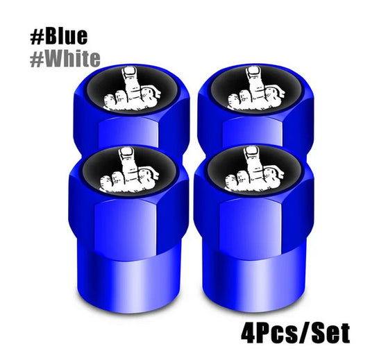4-piece car tire valve cover rod air dust cover with blue studs for Mitsubishi
