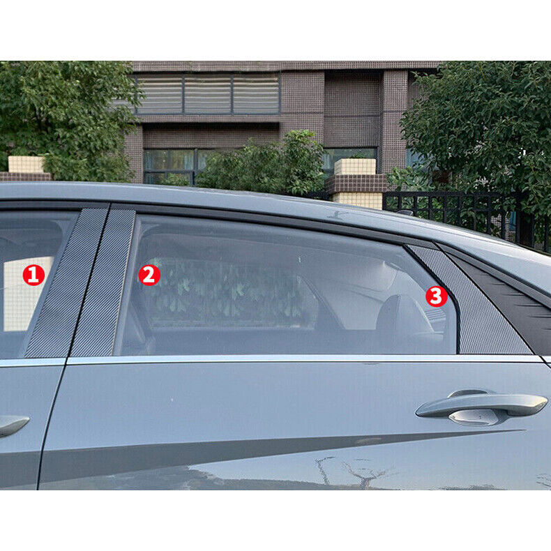 Carbon Fiber Window Pillar Panel Decor Cover Trims for Hyundai for Elantra 2021-2023