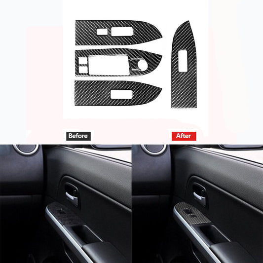 5x Carbon Fiber Window Switch Panel Cover Trim for Suzuki Grand Vitara 2006-2013