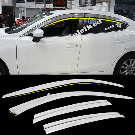 Chrome Car Window Visor Vent Sun Shade Rain Guard for Mazda 3 Axela 2014-2018