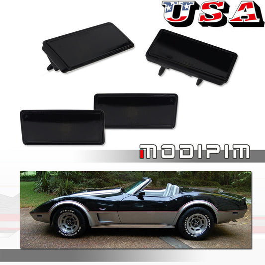 Suitable for 1974-1979 for Chevrolet for Corvette C3 Smoked Lens F+R Side Marker Light Housing (4 Pieces)