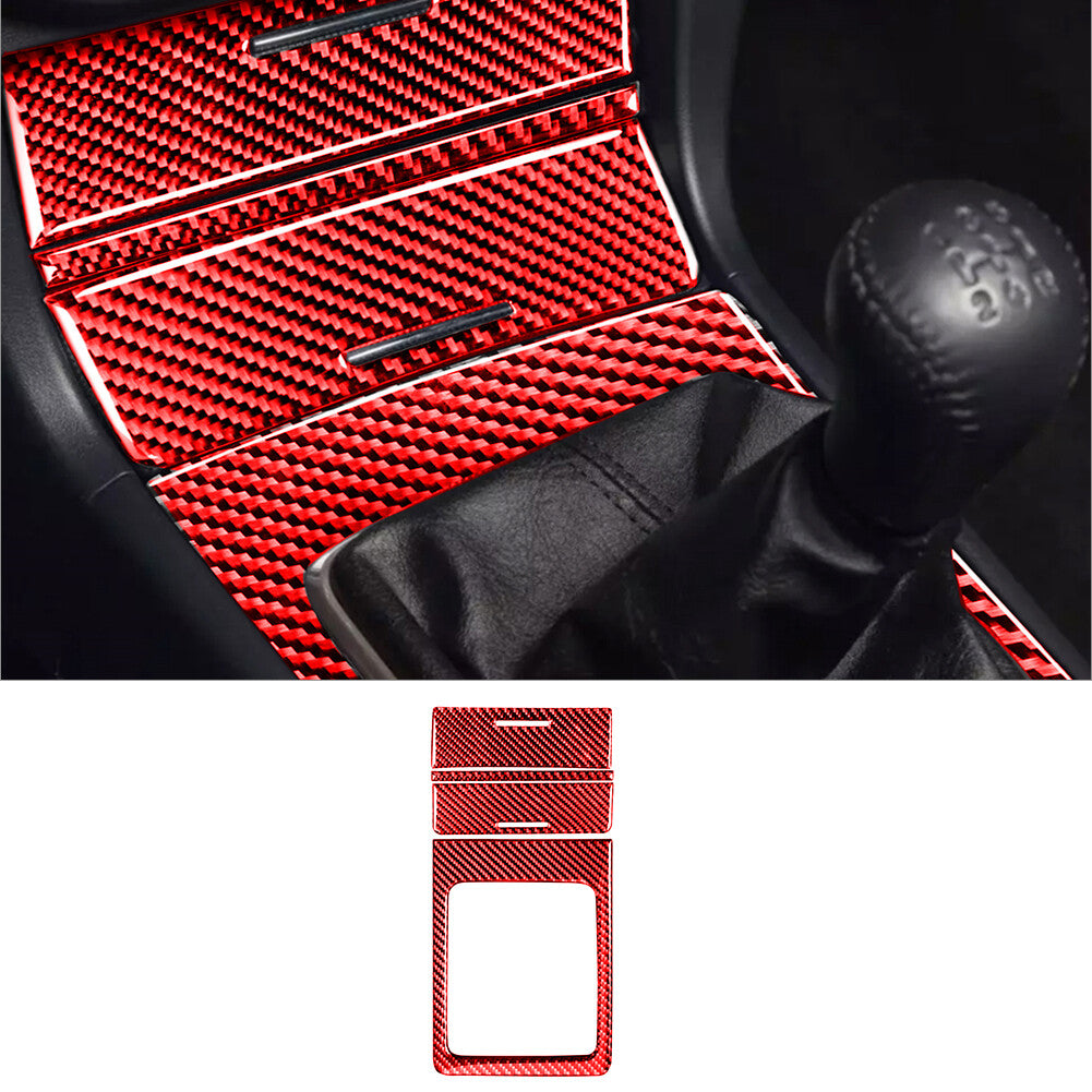 4Pcs Red Carbon Fiber Gear Shift Cover Trim for Mitsubishi Lancer 2008-2015