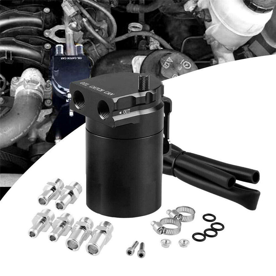 300ml Universal Aluminum Car Oil Catch Can Polish Baffled Reservoir Tank US Ship