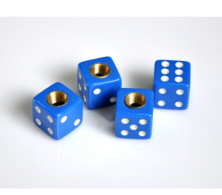 Blue Gem Dice Tire/Wheel Stem Air Valve CAPS set Universal Car truck hot rod ATV