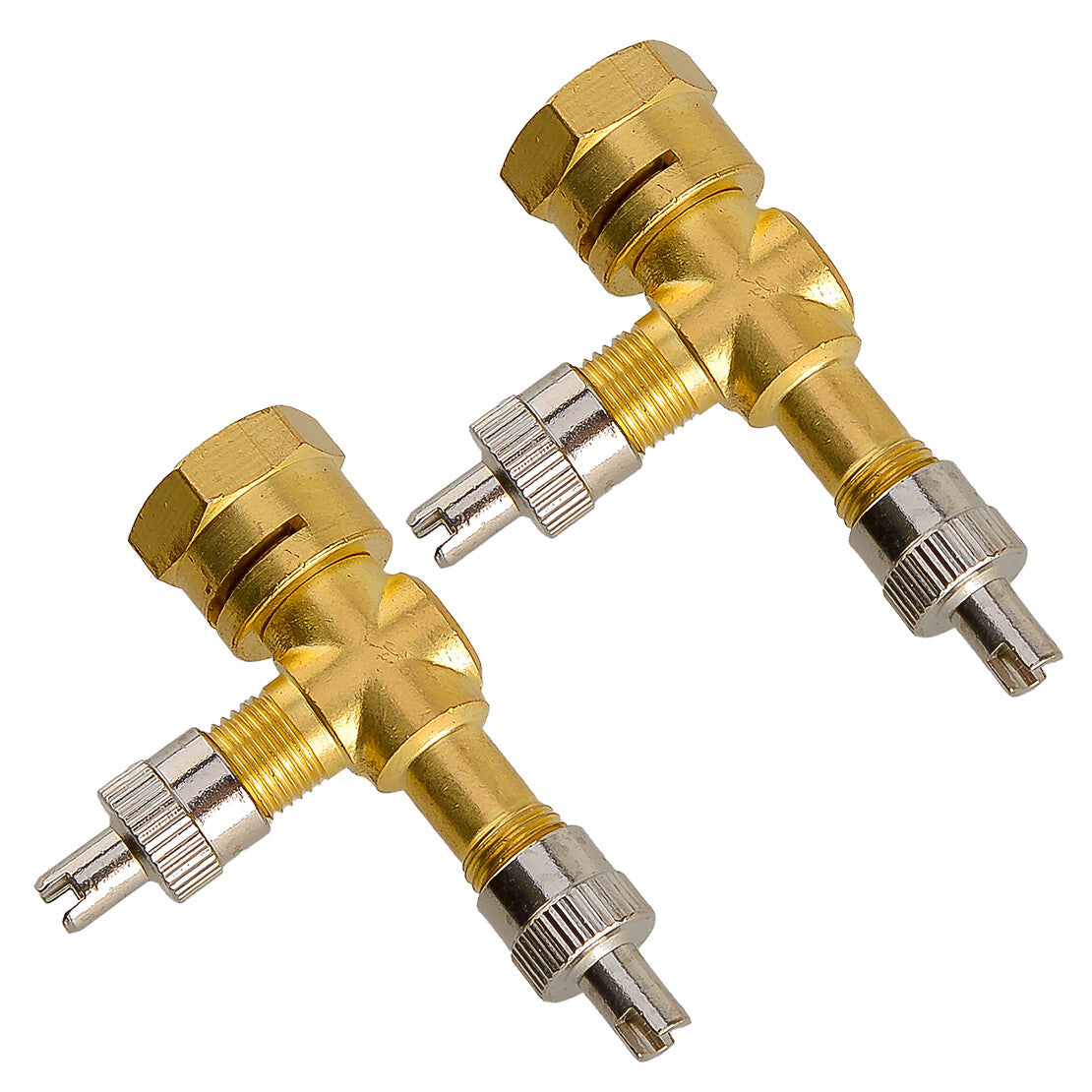 2pcs TPMS Valve Tee Adapter 3-way Pure Copper Motorcycles Automobiles Car Acc