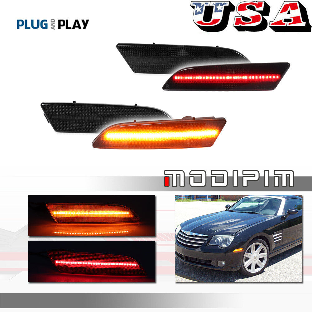 Suitable for 04-08 for Chrysler Crossfire Smoke Lens Side Marker LED Kit, Front + Rear