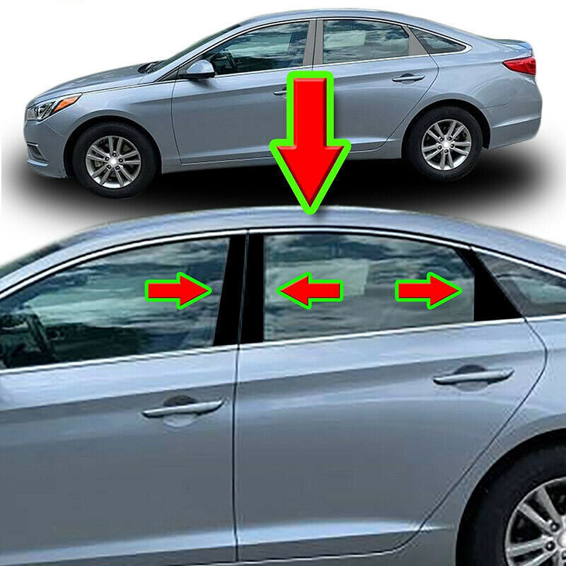 Piano Black Look Pillar Posts Door Window Strip Trim for Hyundai Sonata 2015-19