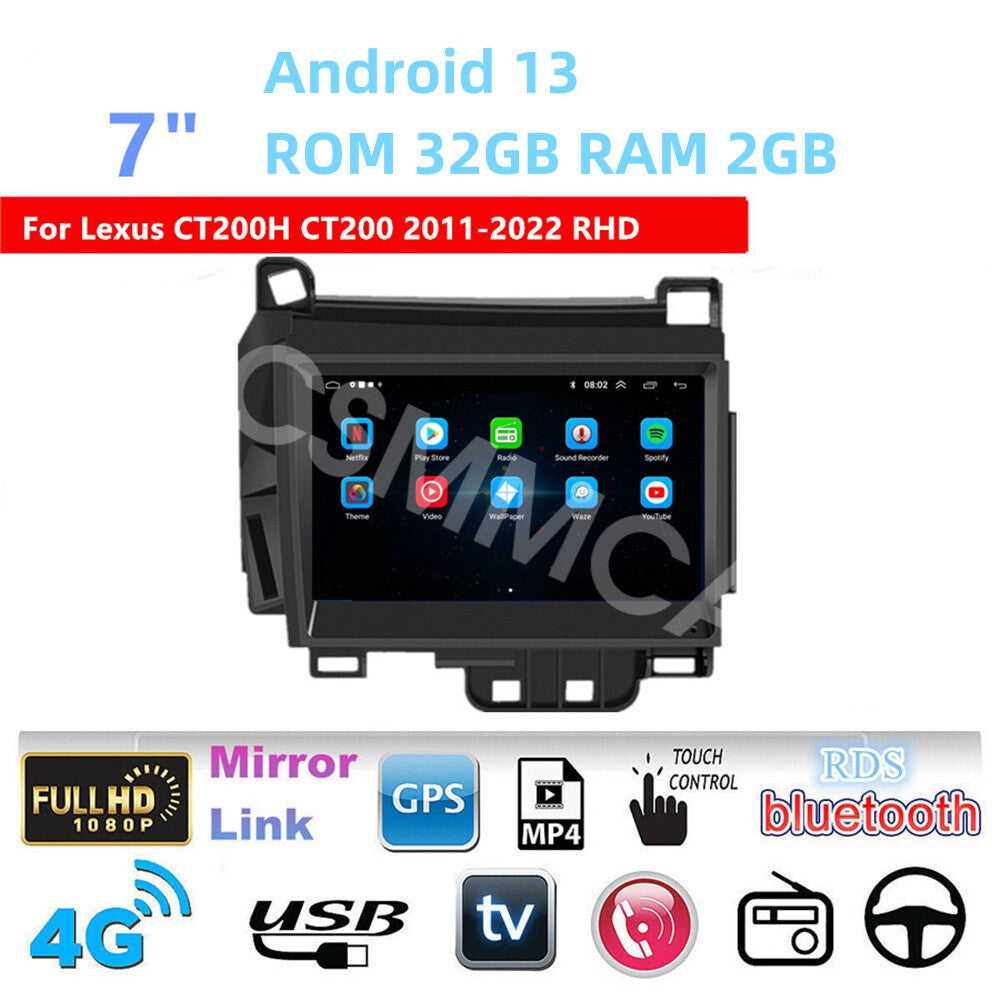 Video Player Touch Screen For Carplay Fit for LEXUS CT200H CT200 2011-2022