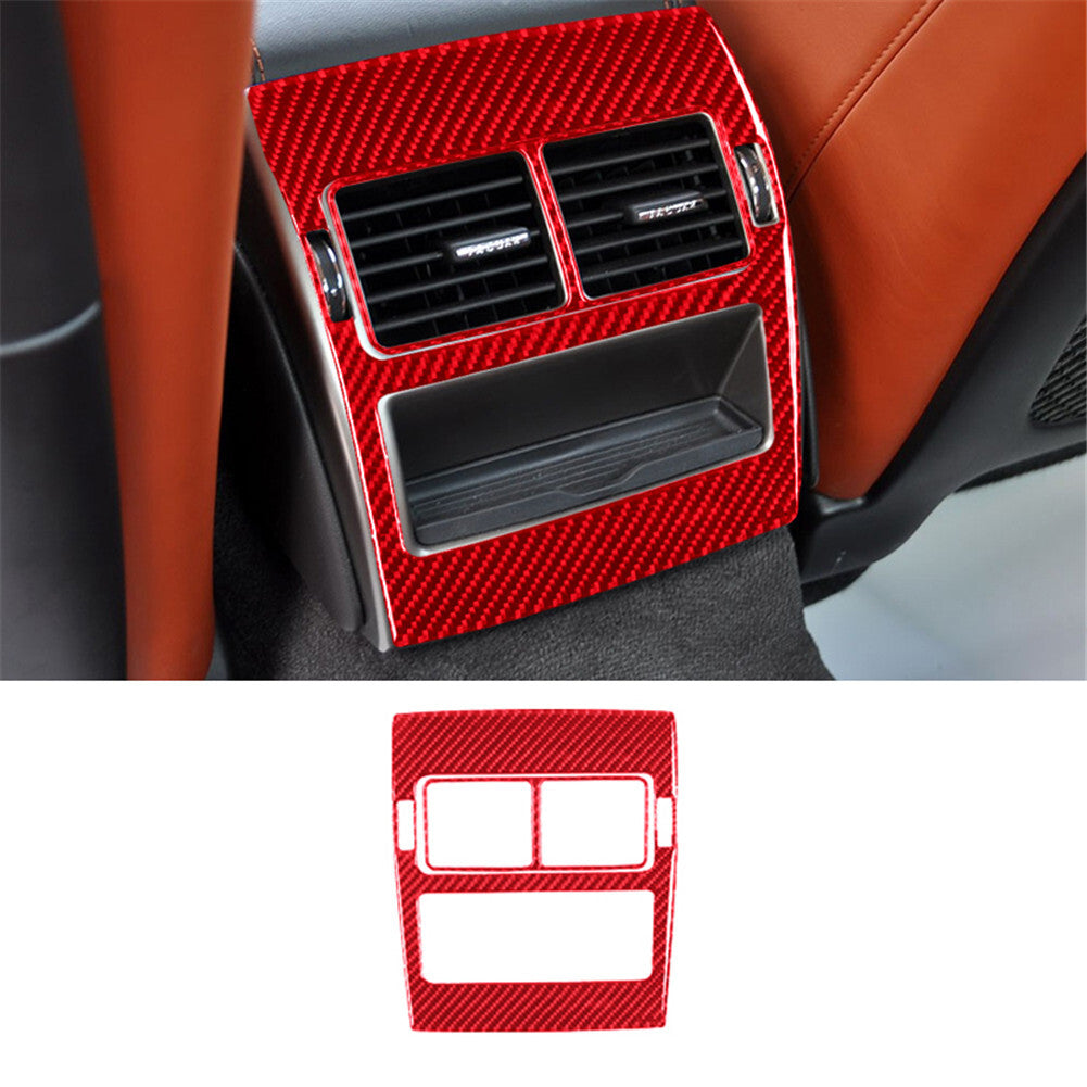 2X Red Central Control Rear Air Vent Trim Cover Carbon Fiber for Jaguar XF 09-11